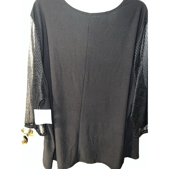 89th Madison Blouse Womens Plus 3X Top Black Sheer Sleeves Shirt Pullover New - Picture 4 of 8
